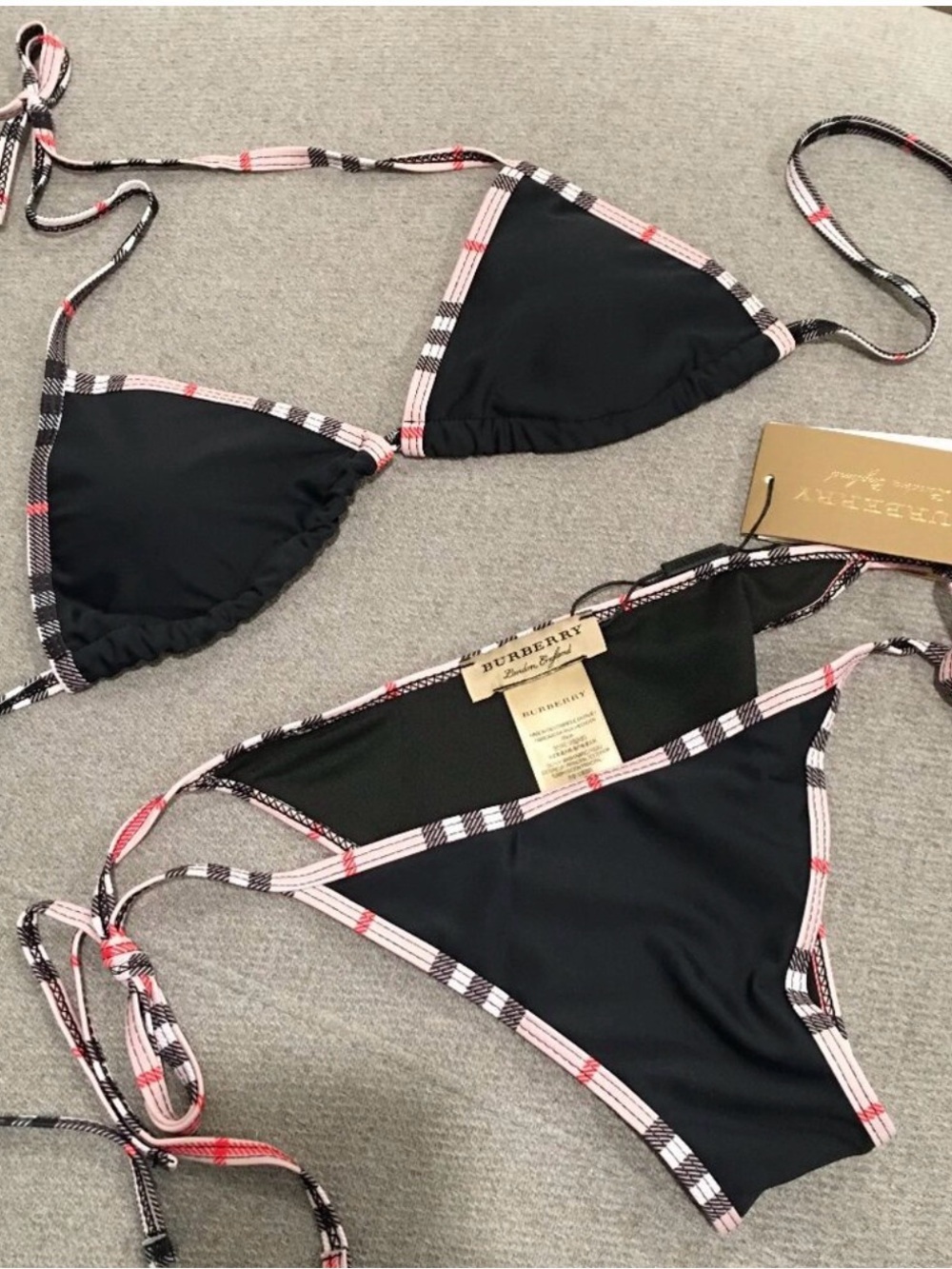 Burberry check details Triangle Bikini Plaid Trim Small